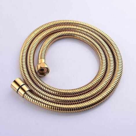 Flexible de douche de 2 m (78 pouces) en acier inoxydable doré, anti-torsion, avec connecteur en laiton massif.