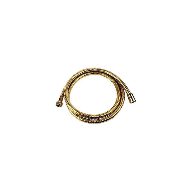 Sandri - Flexible de douche doré en laiton double agrafage de 1.5 m