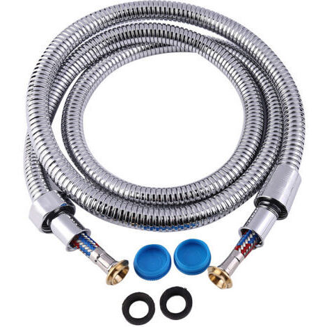 Flexible de douche en acier inoxydable 150cm, double protection contre l'emmêlement Marque internationale-Flexible de douche extrêmement flexible, flexible métallique avec raccord pivotant