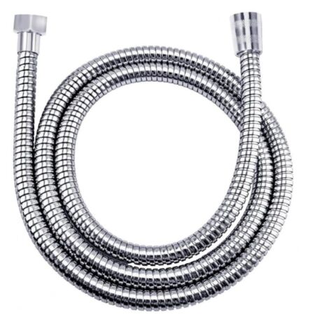 Flexible de douche en acier inoxydable argenté (G1/2 pouce, 150 cm), antidéflagrant, résistant aux hautes températures, long et chromé anti-pliage.