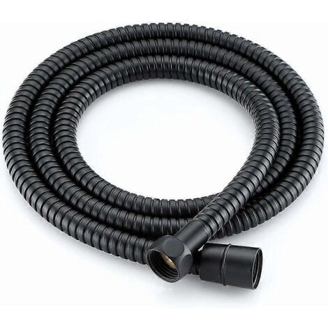Flexible de douche en acier inoxydable de 1,5 mètre, anti-torsion, pour douchette et pommeau de douche, noir.