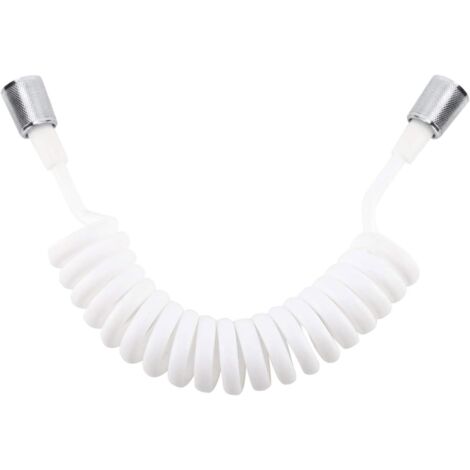 Flexible de Douche Télescopique 3M Blanc - Tuyau Rétractable en Mousse avec Bouchon Cuivre  Universel pour Douchette, WC & Bidet  Installation Rapide & Durable