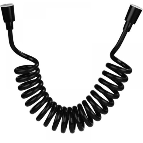Flexible de douche,Tuyau de douche en mousse avec bouchon en cuivre, tuyau à ressort télescopique, flexible rétractable pour douchette, WC et bidet (3M Noir)