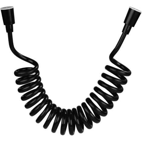 SERBIA Flexible de douche,Tuyau de douche en mousse avec bouchon en cuivre, tuyau à ressort télescopique, flexible rétractable pour douchette, WC et bidet (3M Noir)