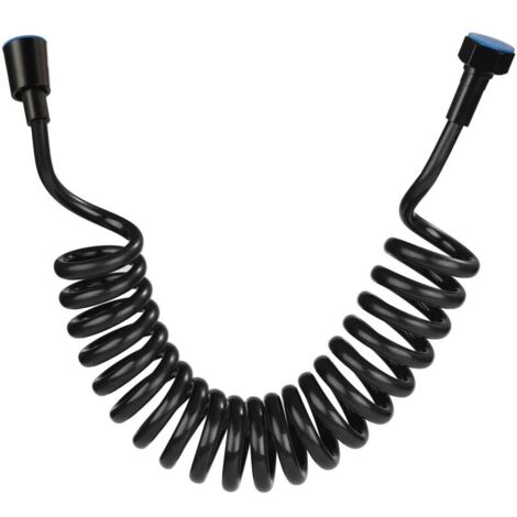 Flexible de douche,Tuyau de douche en mousse avec bouchon en cuivre, tuyau à ressort télescopique, flexible rétractable pour douchette, WC et bidet (3M Noir)