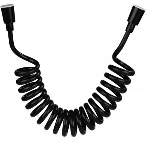 Flexible de douche,Tuyau de douche en mousse avec bouchon en cuivre, tuyau à ressort télescopique, flexible rétractable pour douchette, WC et bidet (3M Noir)