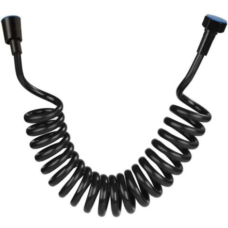 Flexible de douche,Tuyau de douche en mousse avec bouchon en cuivre, tuyau à ressort télescopique, flexible rétractable pour douchette, WC et bidet (3M Noir)