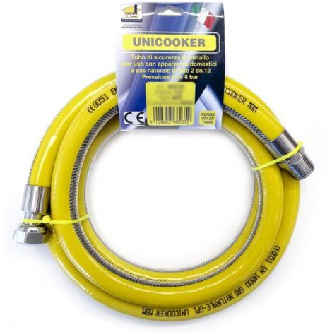 Flexible de gas para cocina 1 m 1/2" EN 14800 UNICOOKER H/M CE EN 14800 L 100 cm