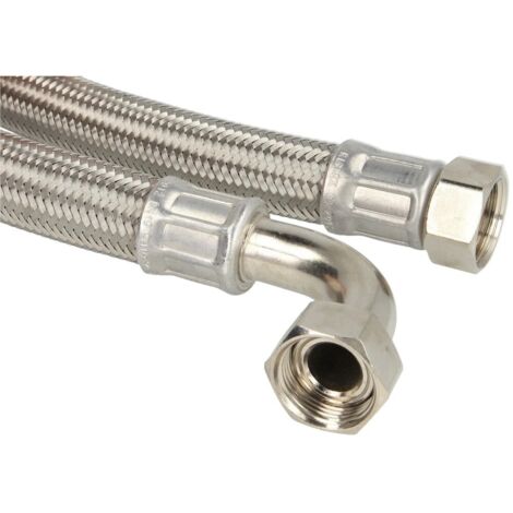 Flexible de raccordement 700 mm 3/4’’ FF x 3/4’’ FF coude 90° zingué