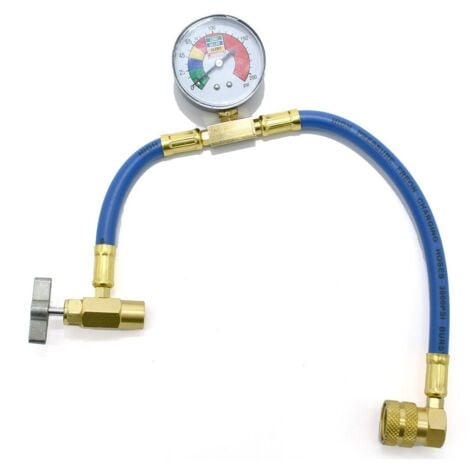 Flexible de recharge pour R134a avec manometre et raccord laiton pour canette Duracool / Multicool / Climapure