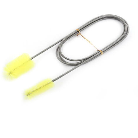Flexible Doppelrohr-Reinigungsbürste für Aquarien und Rohrleitungen - Federbelastetes Reinigungswerkzeug (Gelb)