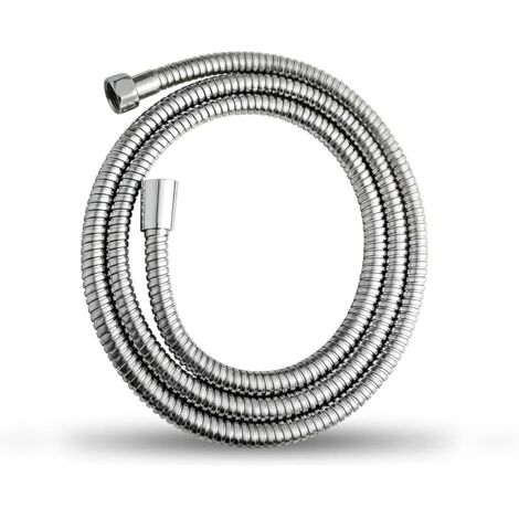 Flexible Douche 2m, Tuyau Douche avec Protection Anti-Torsion, Flexible de Douche en Acier Inoxydable, Universel G1/2", pour Robinetterie de Salle de Bains, Remplacement Tuyau de Douche, Argent