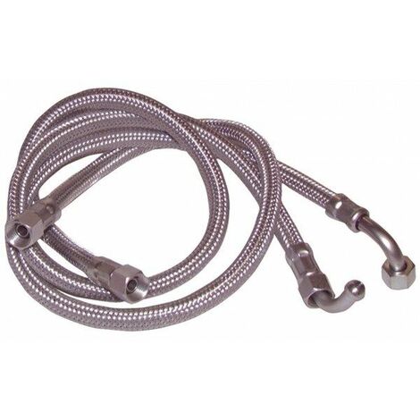 Flexible fioul - F3/8" x F14/150 coudé 90° lg 750mm (2pcs) - F3/8" x F14/150 coudé 90° lg 750mm (2pcs)