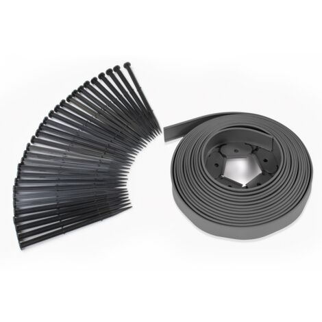 Flexible Gartenschnur 10 M anthrazitgrau Höhe 5 CM + 30 Heringe