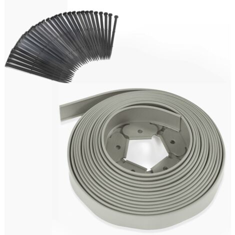 Flexible Gartenschnur 10 M grau Höhe 5 CM + 30 Pflöcke