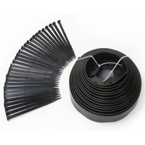 Flexible Gartenschnur 10 M schwarz Höhe 5 CM + 30 Heringe