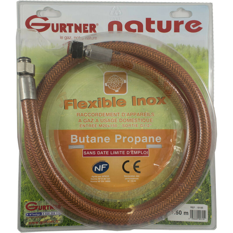 Gurtner - Flexible inox butane propane 20x150 1/2 1,5M - 19195
