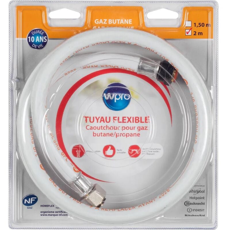 Flexible gaz butane propane long. 2m durée de vie 10 ans d'origine