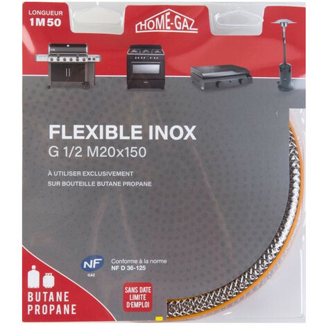 Flexible inox butane/propane 1.5 m sans date de péremption