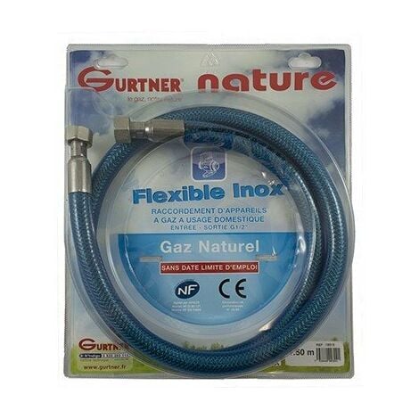 Flexible INOX - Gaz naturel - Ecrou G1/2 - 1m