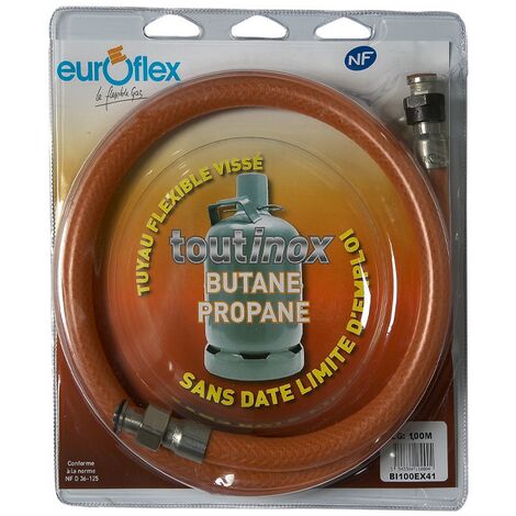 Flexible Inox Propane/Butane - écrou 20x150 / écrou 1/2" - Longueur 1m