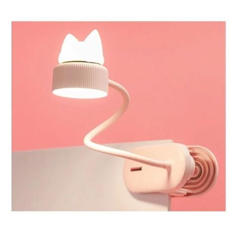AIPERQ Flexible Klemmlampe mit Nachtlicht CATLIGHT Original/Mit USB wiederaufladbarem Akku/LED-Leselicht & Leselampe für Schreibtisch, Bett, Nachttisch – Leicht, praktisch – Perfekt für Kinder – Pink, T-Auda