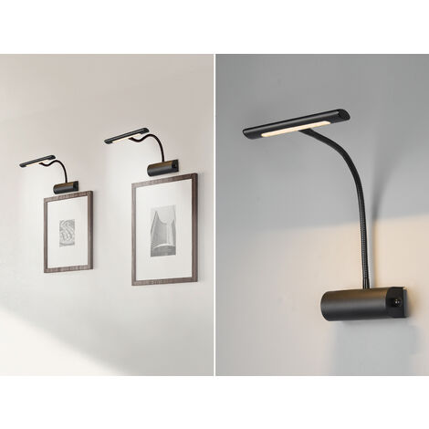 Flexible LED Bilderleuchte CURTIS, Wandleuchte mit Drehdimmer, Schwarz