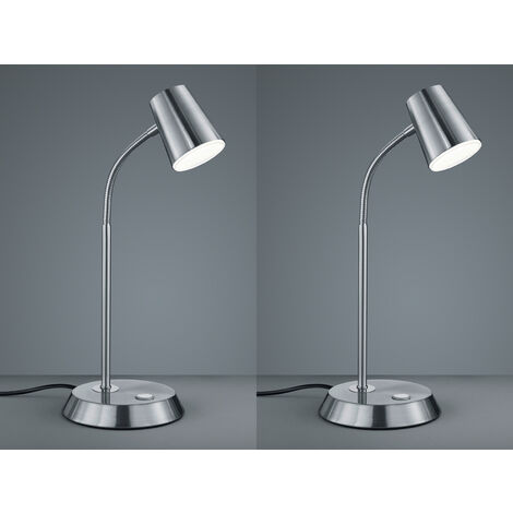 Flexible LED Schreibtischlampe 2er Set in Silber matt dimmbar