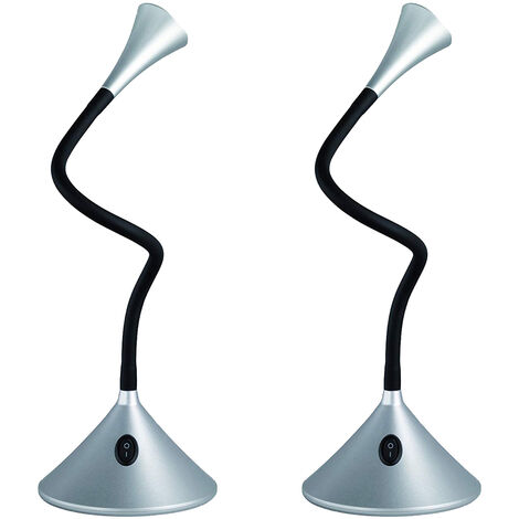 Flexible LED Schreibtischleuchten 2er SET in Silber auch Wandmontage möglich