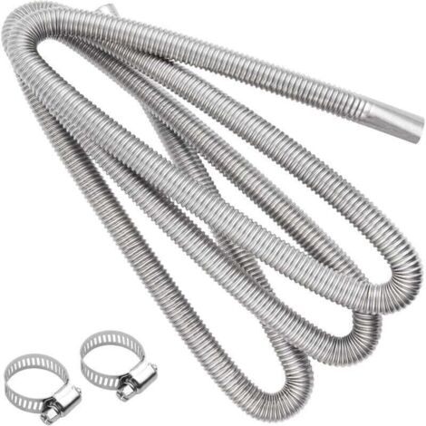 Flexible Pour Echappement - 300 cm - Voiture - Tuyau d'Échappement de Chauffage de Voiture - Tuyau d'Évent de Gaz Diesel - Avec Deux Pinces En Acier Inoxydable