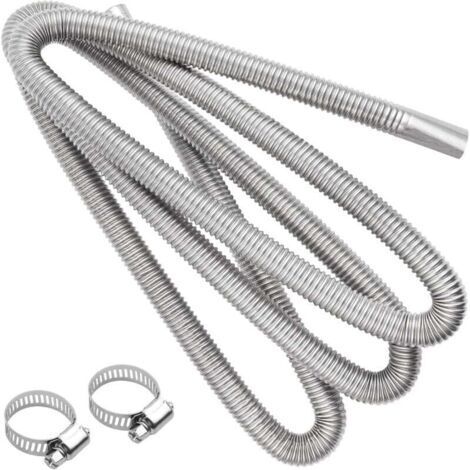 Flexible Pour Echappement 300 cm,Voiture Tuyau d'Echappement, Tuyau d'Échappement de Chauffage de Voiture, Tuyau d'Évent de Gaz Diesel Avec Deux Pinces En Acier Inoxydable
