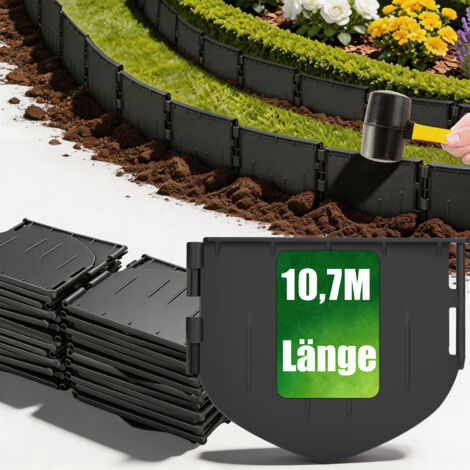 Flexible Rasenkante aus Kunststoff, Leicht zu Verarbeitende, Stabile & Unsichtbare Beeteinfassung Garten Beetumrandung - Langlebig Beetabgrenzung Rasenkantenband aus Recyceltem Plastik - 10,7 m