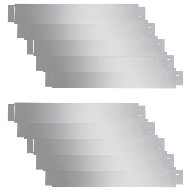 Flexible Rasenkante 10-er Set Verzinkter Stahl 100x14 Cm Vidaxl