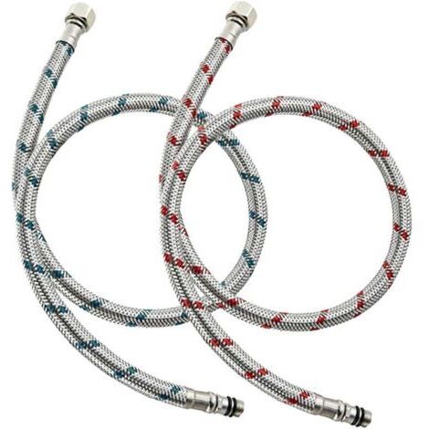 Flexible Robinet Cuisine G3/8 X M10 X 60cm Paquet de 2 Pièces Tuyau Raccordement Acier Inoxydable 304 pour Mitigeur Évier Salle de Bains et Cuisine Installation Facile