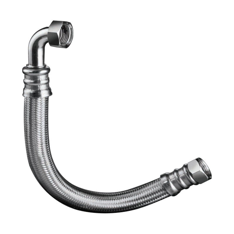 Flexible sanitaire coudé Inox Øintér.25mm - Femelle 1' / Femelle 1' - 500mm - taq extra