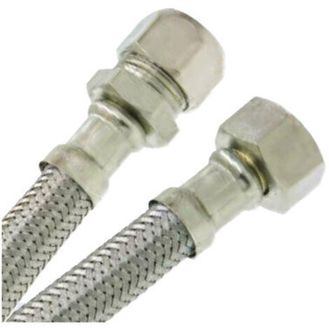 Flexible sanitaire Inox Ø intérieur 8mm - raccord Bicône Cuivre 10/12 - Femelle 3/8" (12/17) - longueur 30 cm