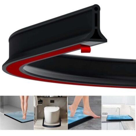 Flexible silicone shower tray edge, flexible shower threshold for kitchen, bathroom, wet/dry separation, 2 m, black
