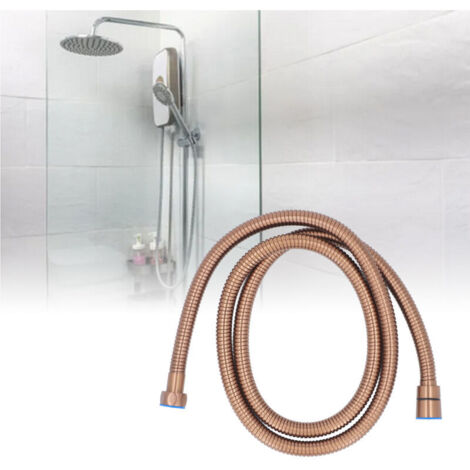 Flexible stainless steel shower hose for bathroom water heater, 1.5 meters, rose gold.
