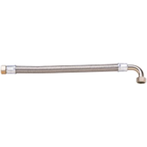 Flexible trenzado inoxidable codo ESTÁNDAR - Sanitario/Calefacción/Aire acondicionado - Manguera Ø15-50mm - Macho/Macho 20x27 - 500mm - Ø19mm