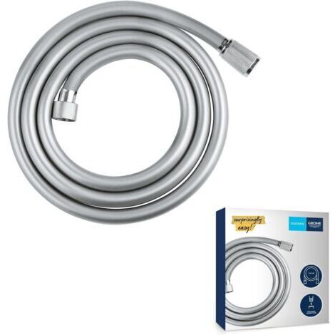 Flexible tuyau de douche salle de bains VitalioFlex Comfort, tuyau de douche 1750mm, anti-pliures, finition brillante, raccord fileté universel 1/2", chromé, 28745002 (Import Allemagne)