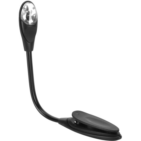 Flexible und tragbare LED-Leselampe mit Clip für Bett und Reisen, schwarzes Akzentlicht