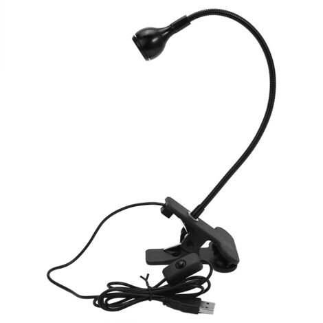 Flexible USB-LED-Leselampe, 1 W kaltweißes Licht, tragbar für Tisch oder Computer, schwarzer Neigeclip