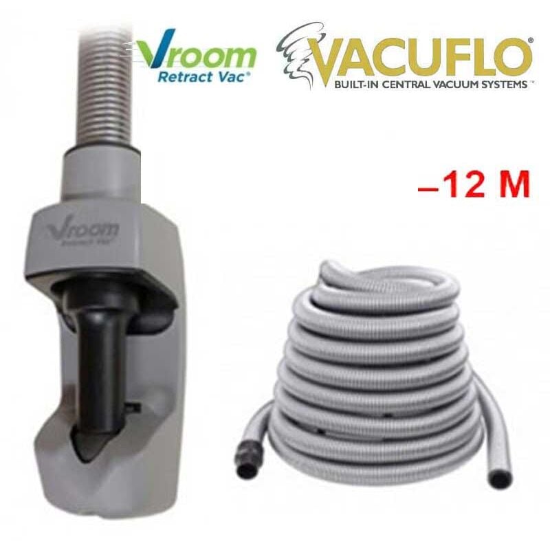 Flexible Vroom Retract Vac - compatible toutes marques d'aspiration centralisée - longueur au choix (9m et 12m) - 12m