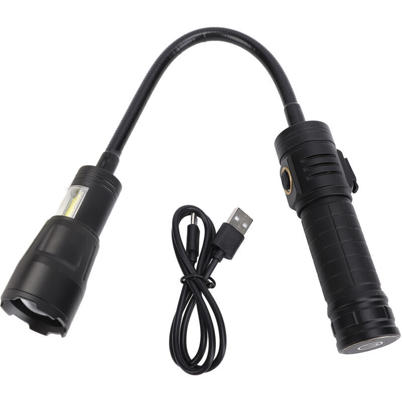 Flexible, zoomable, high-brightness flashlight, work light with magnetic base, COB side light for car repair, reading, camping.