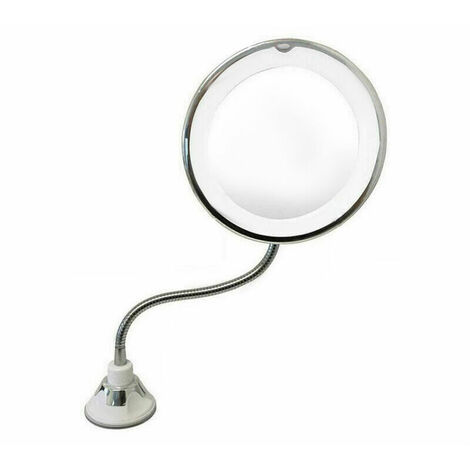 Flexibler beleuchteter Schminkspiegel 10X 360 drehbarer Vergrößerungs-Kosmetikspiegel mit Saugbeleuchtung (Silber)