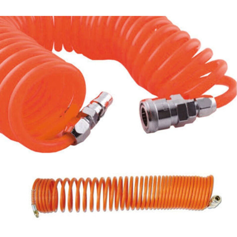 Image of Trade Shop - FLEXIBLER DRUCKLUFTSCHLAUCH FÜR KOMPRESSOR 10 METER SPIRALANSCHLUSS -