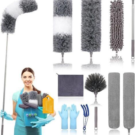 Flexibler Kombinationsstaubwedel für große Höhen – ideal zum Reinigen von Wänden und Möbeln – 11-teiliges Set