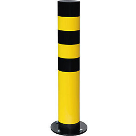 Flexibler Rammschutz-Poller zum Aufdübeln, feuerverzinkt und gelb beschichtet, Durchm. 159 mm, Höhe 965 mm