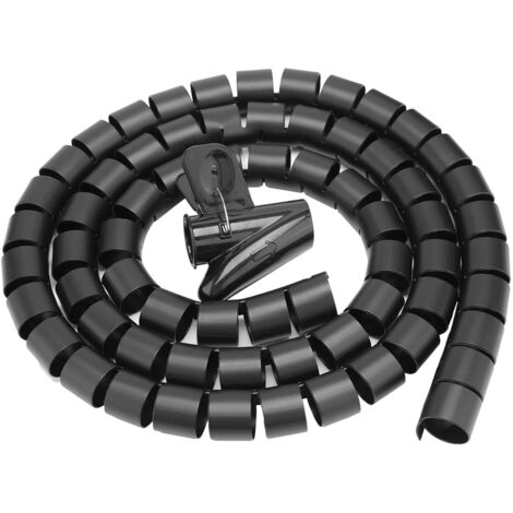 Flexibler Spiralkabelschlauch – Kabelorganisator Schwarz 1,5 m x 28 mm – Kabelschutz und Kabelmanagement