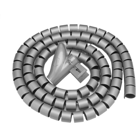 Flexibler Spiralkabelschutzschlauch – Kabelorganisator 1,5 m x 22 mm, silber – Schutz und Aufbewahrung